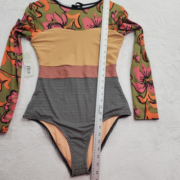 NEW Seea Hermosa Swimsuit Womens L Multicolor Long Sleeve One Piece Rashguard - Picture 10 of 11